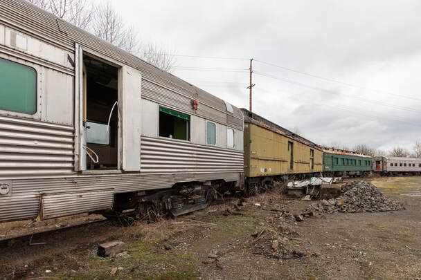 abandoned railroad passenger cars
