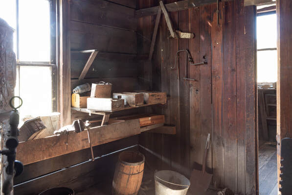 inside an abandoned building in the Molson ghost town