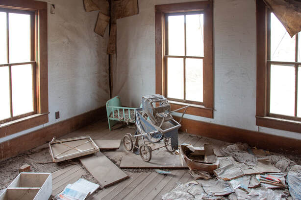 Second floor bedroom in an abandoned house