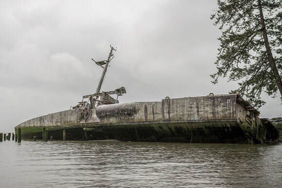 the remains of the USS Plainview hydrofoil